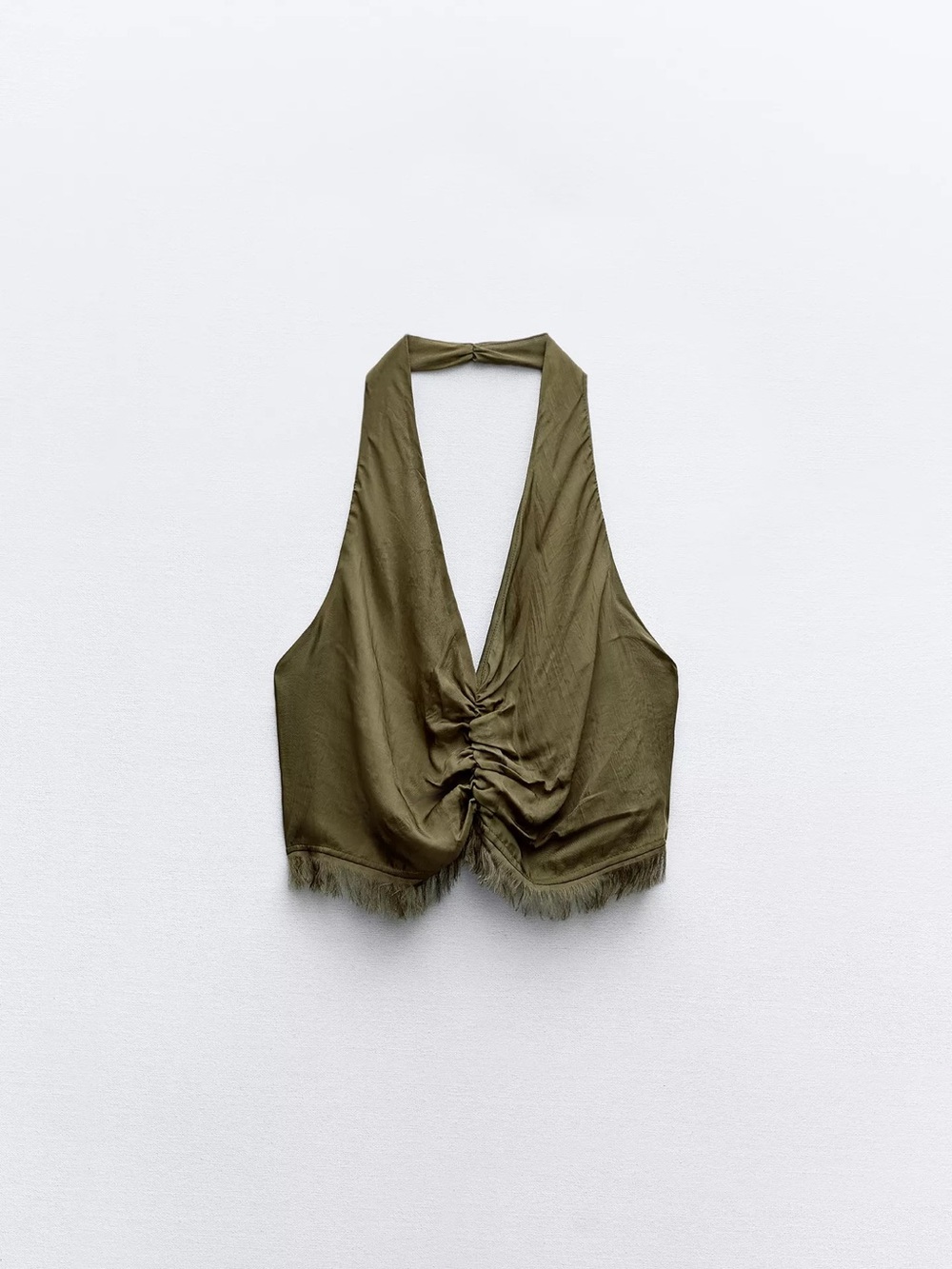 ZARA Frayed Asymmetric Crop Top